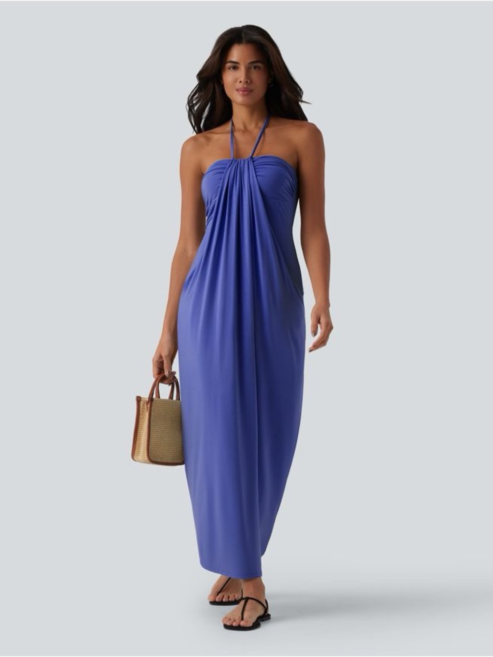 Halter Tie Back Maxi Dress with Pockets